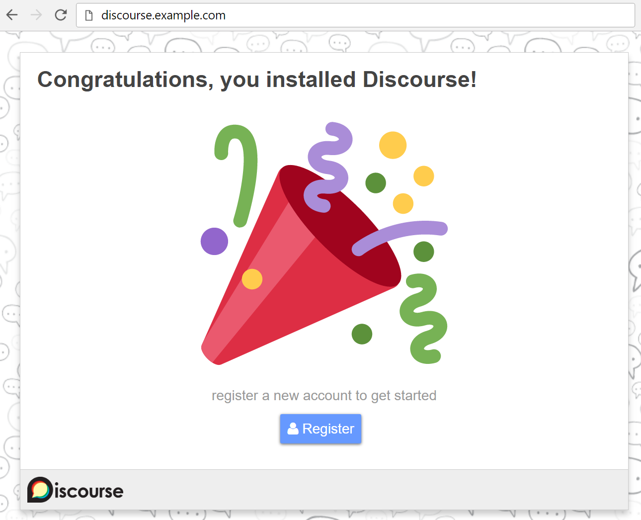 Congratulations, you installed Discourse!